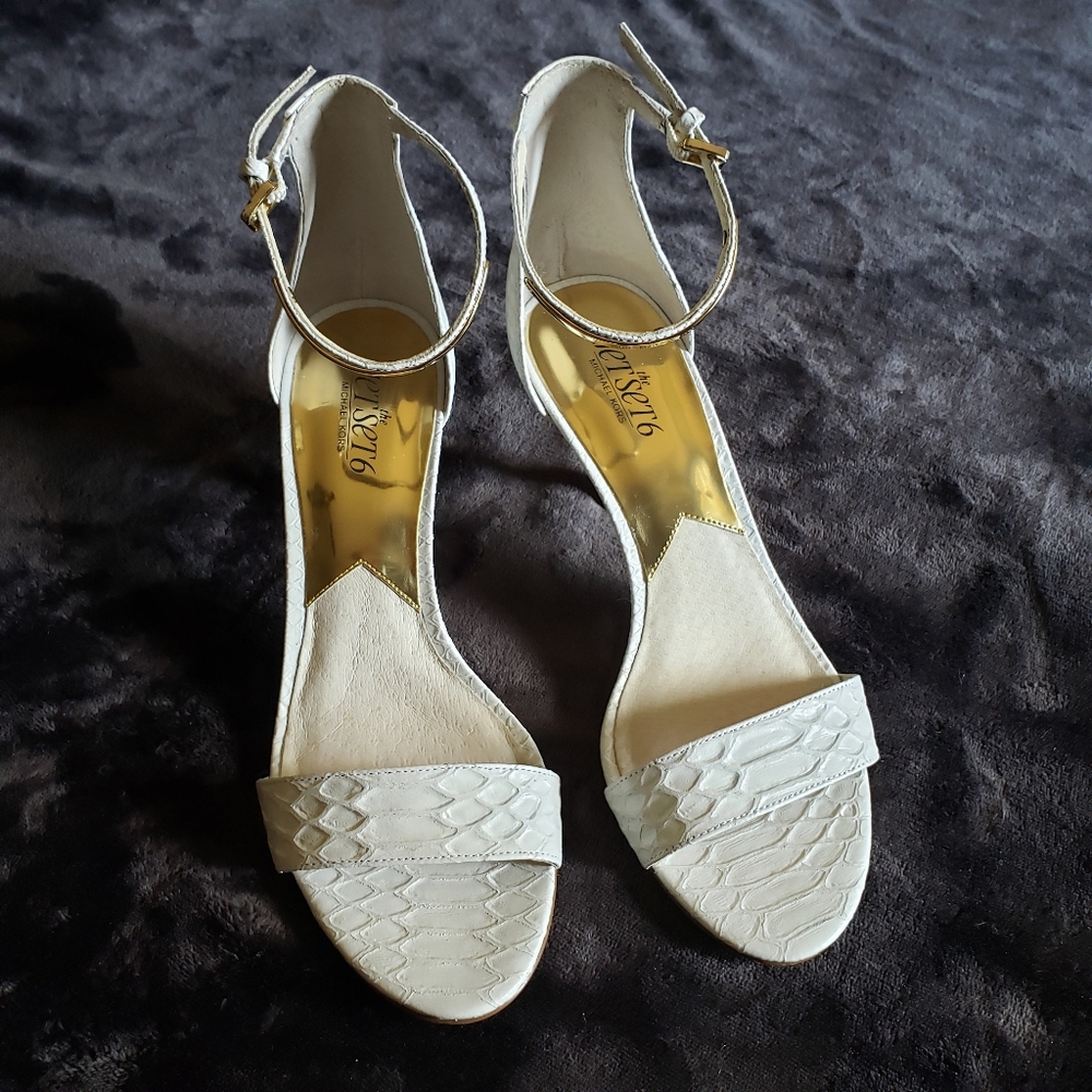 Michael Kors White Snakeskin Sandals - Picture 6 of 11